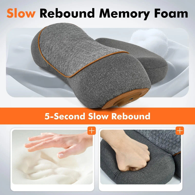 Nuvae neck massager pillow with adjustable heat and massage modes