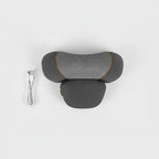 Close-up of the Nuvae neck massager pillow heat and massage controls